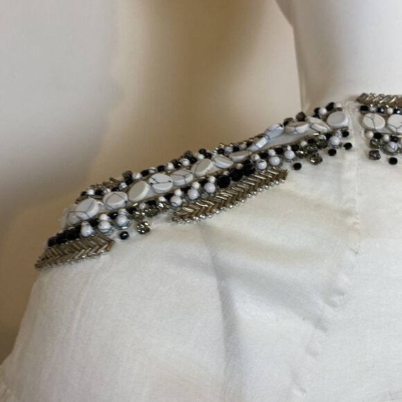 Roberto Cavalli Boho Peasant Blouse with Beading and Tie Front Size 40… - Picture 6 of 9